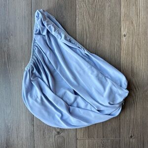 Norma Kamali Diana One-Shoulder Crop Top – Celestial Blue – M